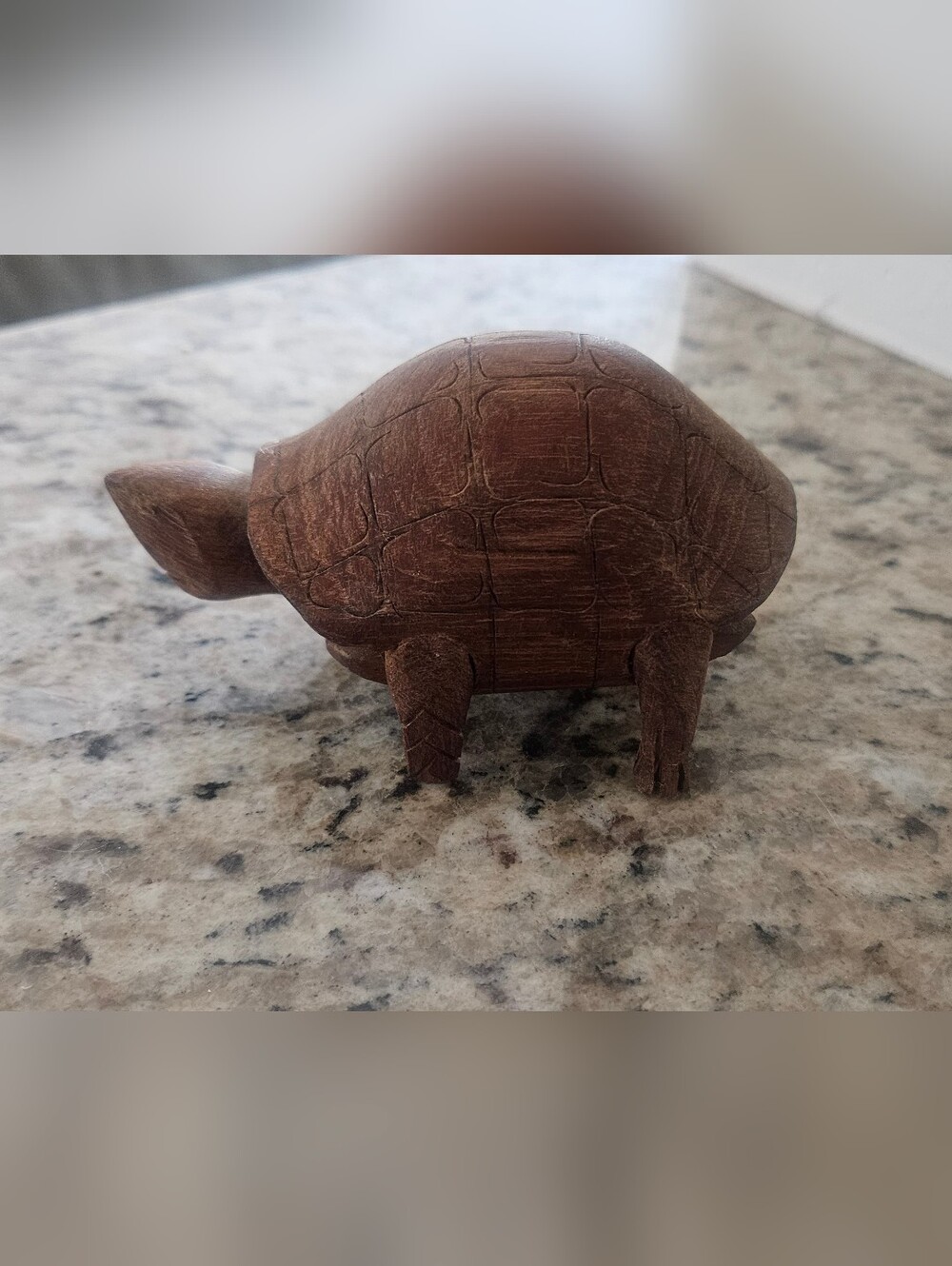 Hand-Carved Wooden Turtle Figurine - Brown